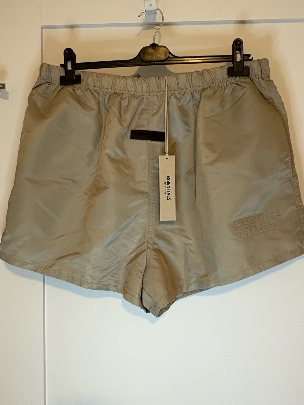 Fear of God Essentials Light Khaki Nylon Shorts with Tag